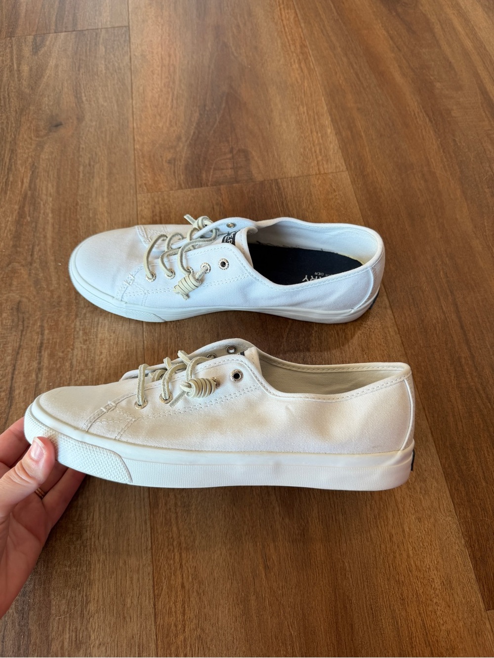 Sperry Women's Off-White Canvas Lace-Front Slip-Ons - Picture 5 of 9